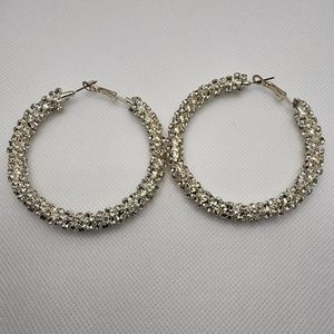 Double Row Hoop Earrings Made with crystals by Swarovski